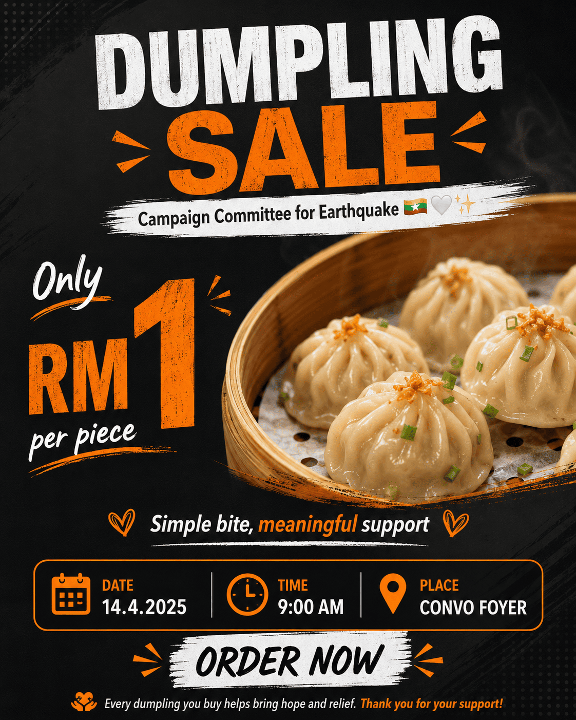 Dumpling Sale for Earthquake Relief